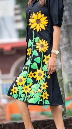 3D Painting Sunflower Shirt dress
