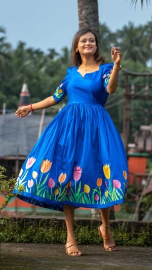 Blue Floral Midi Dress
