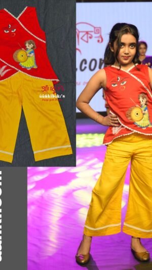 Kids Red yellow Durga coord