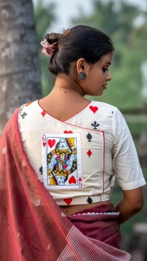 playcard queen or taash painting blouse