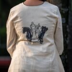 back view of hand painted chess theme on co-ord set