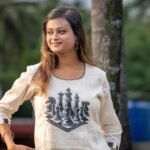 Women wearing handpainted chess co-ord portait style