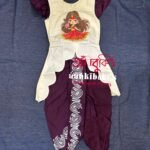 clear image of hand painted durga dhoti co-ord set
