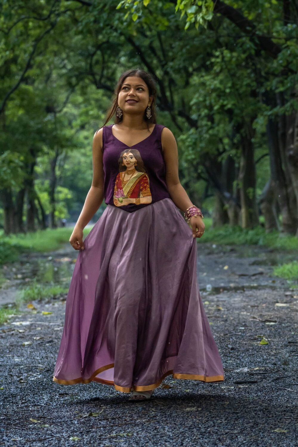 Handcrafted Maa Durga theme ethnic dress set for women who love Indian ethnic fashion.