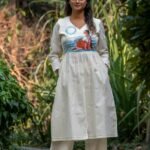 Aankibukis Couture Kora Moon Light Co-ord set featuring handpainted bodice artwork, pockets, and wide-leg trousers.